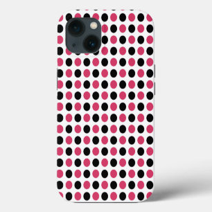 Etui iPhone 13 Motif de point rose et noir Polka Coque-Mate iPhon