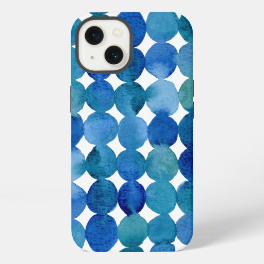 Etui iPhone 13 Motif de points - bleu et vert (Verso)