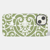 Etui iPhone 13 Motif de rinceaux vert olive étui iPhone Case-Mate (Verso Horizontal)