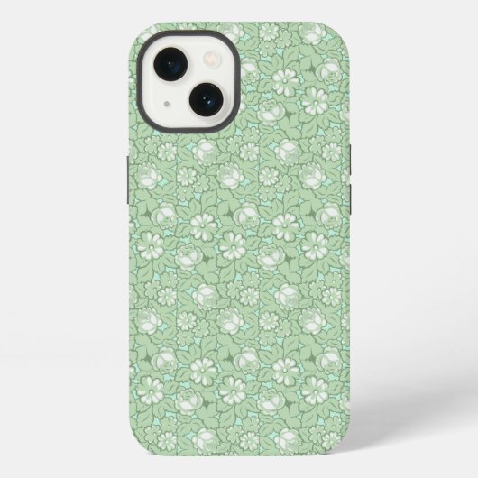 Etui iPhone 13 Motif de rose en vert clair (Verso)