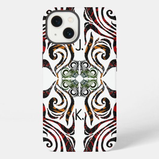 Etui iPhone 13 Motif élégant et vos initiales (Verso)