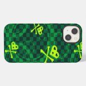 Etui iPhone 13 Motif Emo Vert Avec Cercles (Verso Horizontal)