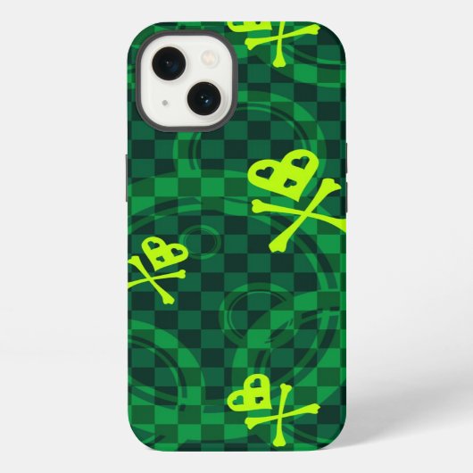 Etui iPhone 13 Motif Emo Vert Avec Cercles (Verso)