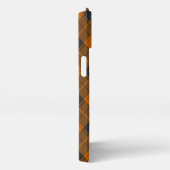 Etui iPhone 13 Motif en diagonale tartan simple en orange foncé (Côté droit)