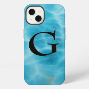 Etui iPhone 13 Motif en pierre de Gem, Larimar bleu et Onyx noir