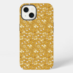Etui iPhone 13 Motif floral doré de style vintage