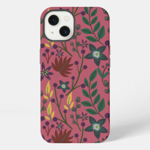 Etui iPhone 13 Motif floral sans couture fleurs roses feuilles br