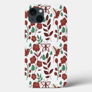 Etui iPhone 13 Motif floral sans couture oiseaux et papillons
