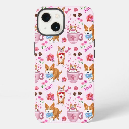 Etui iPhone 13 Motif Joyeuse Saint-Valentin Corgi (Verso)