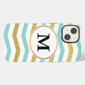 Etui iPhone 13 motif monogramme & chevron (Verso Horizontal)