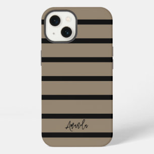 Etui iPhone 13 Motif personnalisé à rayures brunes et noires