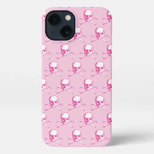 Etui iPhone 13 Motif Pink Crâne Et Crossbones (Verso)