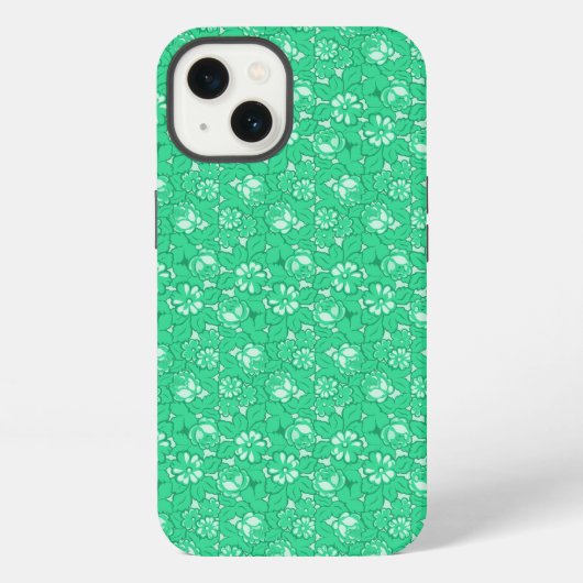 Etui iPhone 13 Motif rose vert (Verso)