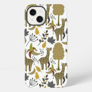 Etui iPhone 13 Motif sans couture de girafe jaune blanc grand