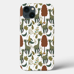 Etui iPhone 13 Motif sans couture Giraffe motif floral coloré