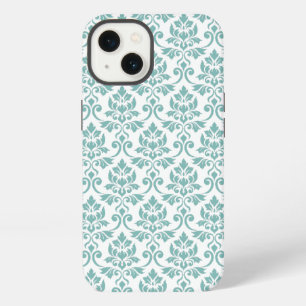 Etui iPhone 13 Motif sarcelle feuille de Damas