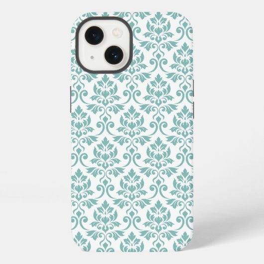 Etui iPhone 13 Motif sarcelle feuille de Damas (Verso)