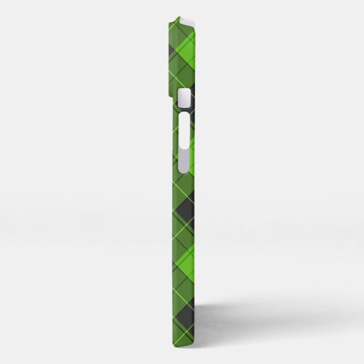 Etui iPhone 13 Motif tartan simple en diagonale vert foncé (Côté gauche)