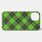 Etui iPhone 13 Motif tartan simple en diagonale vert foncé (Verso Horizontal)
