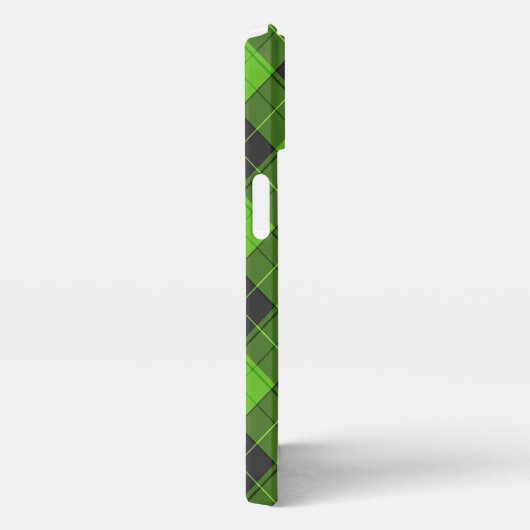 Etui iPhone 13 Motif tartan simple en diagonale vert foncé (Côté droit)