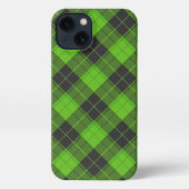 Etui iPhone 13 Motif tartan simple en diagonale vert foncé (Verso)