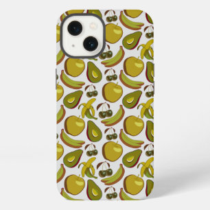 Etui iPhone 13 Motif transparent de fruits tropicaux jaune et bla