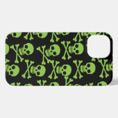 Etui iPhone 13 Motif vert coque iphone Pirate Skull Crossbones (Verso Horizontal)