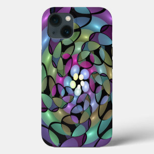 Etui iPhone 13 Mouvements colorés Abstrait Trippy Fractal Art