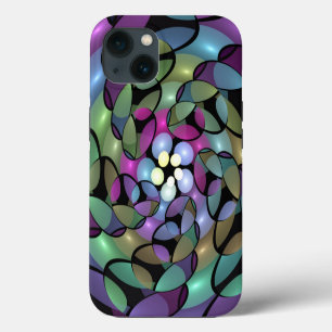 Etui iPhone 13 Mouvements colorés Abstrait Trippy Fractal Art