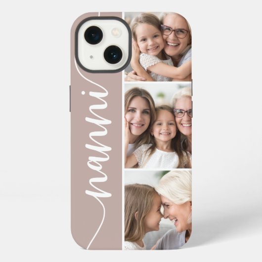 Etui iPhone 13 Nanni Script Grand-mère Photo Collage (Verso)