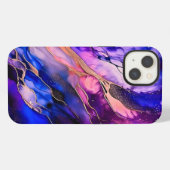 Etui iPhone 13 Nébuleuse spatiale violette à l'encre d'alcool (Verso Horizontal)