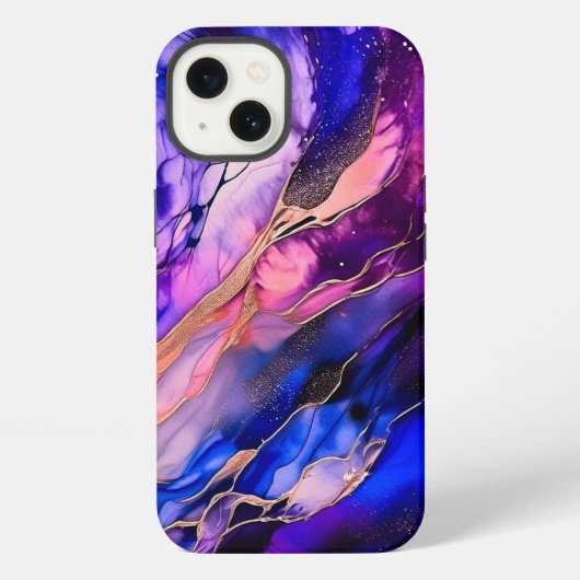 Etui iPhone 13 Nébuleuse spatiale violette à l'encre d'alcool (Verso)