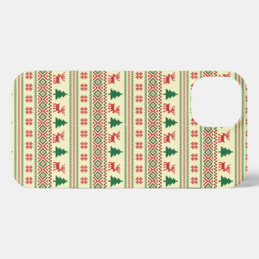 Etui iPhone 13 Noël Reindeer coque iphone À feuillage persistant (Verso Horizontal)