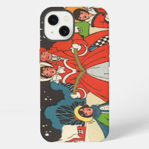 Etui iPhone 13 Noël vintage, une famille chantant des chants de N