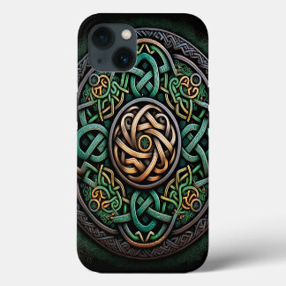 Etui iPhone 13 Noeud Celtique Green Gold