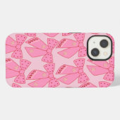 Etui iPhone 13 Nœuds de Noël roses (Verso Horizontal)
