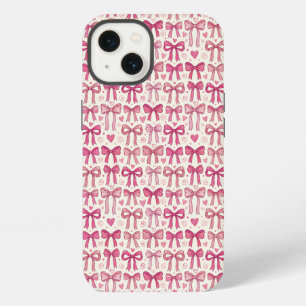 Etui iPhone 13 Nœuds roses dessinés à la main Motif coquette Cœur