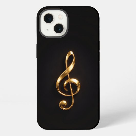 Etui iPhone 13 Noir 4 Luxe iPhone 13, Clé de Sol Dorée (Verso)