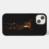 Etui iPhone 13 Noir 4 Luxe iPhone 13, Okapi de la Forêt (Verso Horizontal)