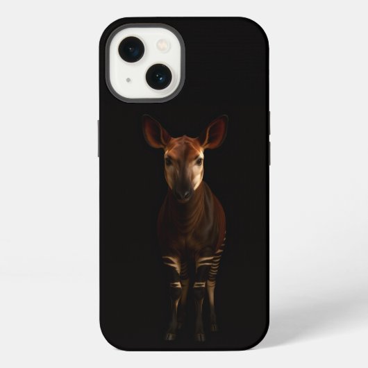 Etui iPhone 13 Noir 4 Luxe iPhone 13, Okapi de la Forêt (Verso)