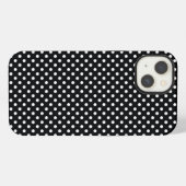 Etui iPhone 13 Noir à pois blancs (Verso Horizontal)