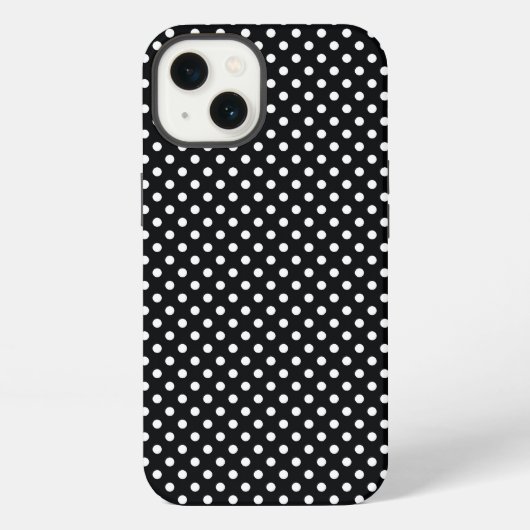 Etui iPhone 13 Noir à pois blancs (Verso)