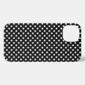 Etui iPhone 13 Noir avec pois blancs (Verso Horizontal)