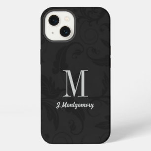 Etui iPhone 13 Noir Damask Classic Monogramme