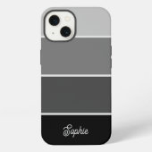Etui iPhone 13 Noir et Gris | Rayures Ombre avec Script (Verso)