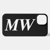 Etui iPhone 13 Noir solide initiaux monogrammes en italique serif (Verso Horizontal)