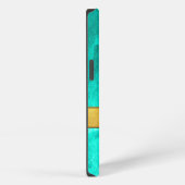 Etui iPhone 13 Nom abstrait Aqua et Or (Côté droit)