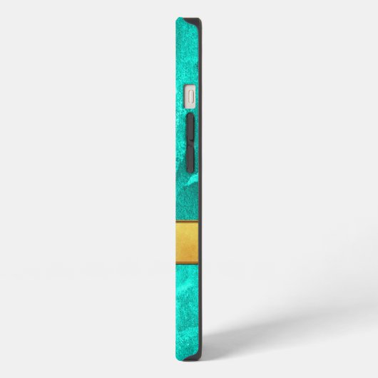 Etui iPhone 13 Nom Aqua et Gold Abstrait (Côté gauche)