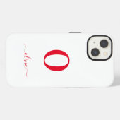 Etui iPhone 13 Nom De Script Monogramme Personnalisé Blanc Et Rou (Verso Horizontal)