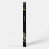Etui iPhone 13 Nom de script paillettes or noir agate moderne (Côté droit)